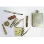 A Selection of Oddments including agate box, Parker pen, trench art bullet cigar cutter etc.