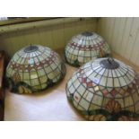 Three Leaded Coloured Glass Light Shades