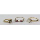Two 9ct Gold Dress Rings and one with rubbed marks, 5.6g