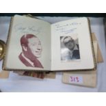An Autograph Book including George Formby and Clarkson Rose, postcards, cigarette case etc.