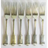 A Set of Six Victorian Silver Desert Forks, London 1867, Chawner & Co., 297g