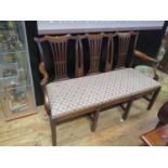 A 19th Century Chair Back Three Seater Open Arm Settee with pierced vase splats