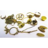 A Selection Gold Oddments: 22ct 0.7g, 15ct 4.6g, 9ct 14.8g and unmarked 8.4g