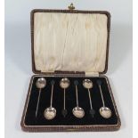 A Cased Set of George V Silver Coffee Bean Finial Spoons, Birmingham 1924