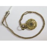 A Gold Locket, London 1919, L.A, 5g on plated chain