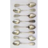 A Set of Six Victorian Silver Teaspoons, Exeter 1863, Thomas Hart Stone and two other Exeter