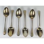 A Matched Cased Set of Georgian Bright Cut Silver Teaspoons, 88g