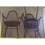 Three Light Ercol Spindle Back Dining Chairs including one carver