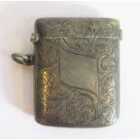 An Edward VII Silver Vesta with chased foliate scroll decoration, Chester 1905, William Neale, 29g