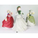 Two Royal Doulton Figurines: HN1934 Autumn Breezes, HN2309 Buttercup and one by Coalport