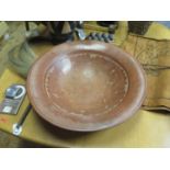 A Large Terracotta Bowl with incised foliate decoration