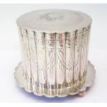 An Electroplated Silver Biscuit Barrel with swag decoration