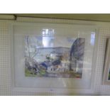 Van Gill, Polperro?, watercolour, 51x36cm, framed & glazed and print