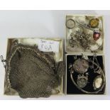 A Selection of Silver and other Jewellery including marcasite shell cameo pendant, marcasite gondola