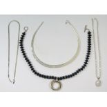 A Selection of Silver and Silver Mounted Necklaces