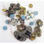 A Collection of Buttons including silver filigree and paste buckles