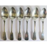 A Set of Six Victorian Scottish Silver Serving Spoons, Glasgow 1847, T.M, 442g