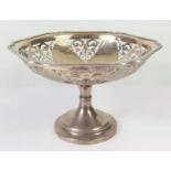 A George V Silver Stemmed Dish with pierced foliate scroll decoration, Sheffield 1919, Walker &