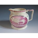 A Sunderland Lustre Jug _ John Paton. _ decorated with two hand painted scenes of a town and the