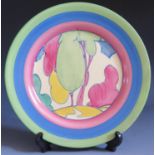 A Rare Clarice Cliff Bizarre Fantasque 9" Paste Autumn Plate, c. 1935. Scratch to body colour and