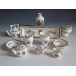 A Collection of Coalport Ming Rose Miniatures and tray