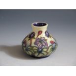 A Modern Moorcroft Floral Pattern Squat Vase, base marked 99, boxed