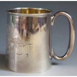 An Edward VII Silver Christening Mug with chased foliate decoration, Sheffield 1907, Walker &