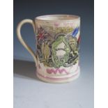 A Sunderland Lustre Crimean War Frog Mug _ May We Ever Be United _ with polychrome decoration and