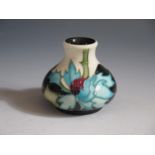 A Modern Moorcroft Floral Pattern Squat Vase, base marked 2006, boxed