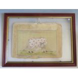 An Antique Indian Painting of a Cow with script verso, paper measures 23x16.5cm
