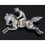 A Victorian Silver Horse and Jockey Brooch, back stamped Rd. 15839, 43mm wide, 5.4g
