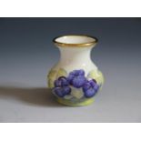 A Modern Moorcroft Enamel Blue Floral Vase, 5cm, dated 98 and initialled D.J.H, boxed