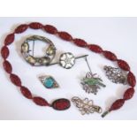 A Selection of Silver and other Jewellery including Chinese necklace and Arts & Crifts style brooch