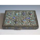 An Antique Chinese Enamel Box, 16(w)x12(d)x2.5(h)cm, some dents and enamel loss