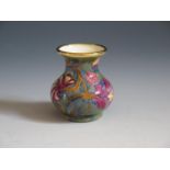 A Modern Moorcroft Enamel Purple Floral Vase, 5cm, dated 98 and initialled C.B, boxed