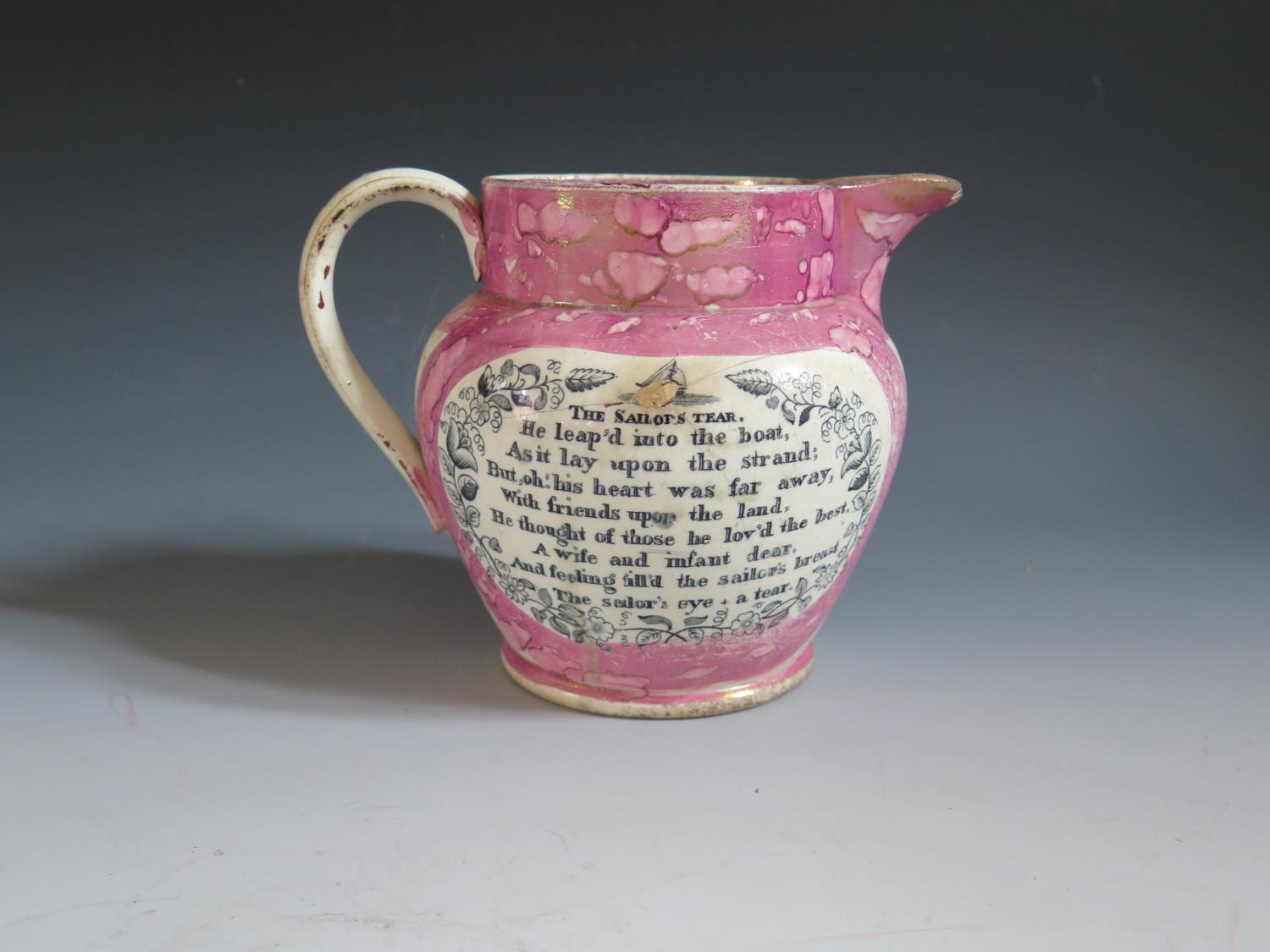 A Sunderland Lustre Jug decorated in monochrome with scene of High level Bridge Newcastle on Tyne - Image 3 of 7