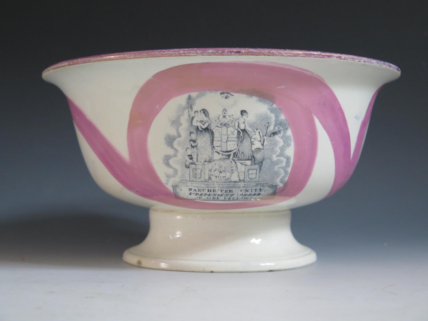 A Sunderland Lustre Bowl _ Manchester Unity Independent Order of Oddfellows _ with monochrome - Image 2 of 8