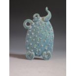 Peter Beard, A Stoneware Ceramic Plaque of a Teapot with relief spot pattern having a blue / green