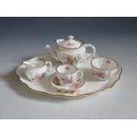 A Crown Derby Derby Posies Miniature Tray Tea Set, tray 22cm