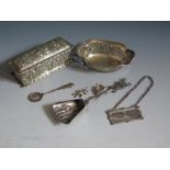 A Victorian Silver Rectangular Hinged Box with embossed scroll work decoration Birmingham 1900 A & J