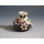 A Modern Moorcroft Bramble Revisited Pattern Squat Vase, base marked 2010, 6cm, boxed