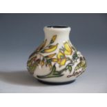A Modern Moorcroft Ltd. Ed. Wild Broome Pattern Squat Vase, base marked 2015 75/100, 6cm, boxed