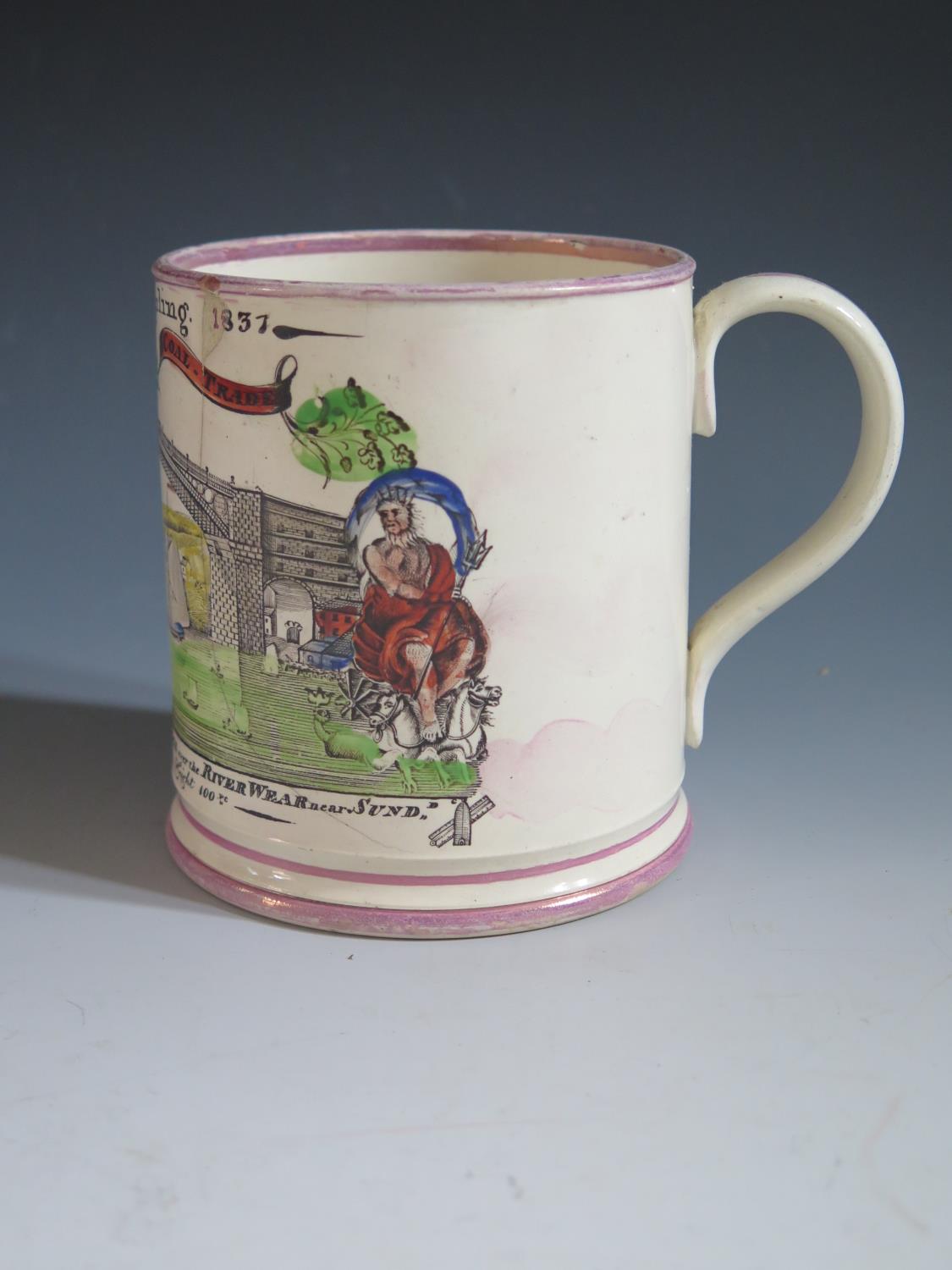 A Sunderland Lustre Frog Mug _ Ann Kipling Sunderland Coal Trade _ with polychrome decoration of The - Image 2 of 5