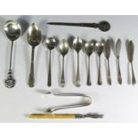 A Selection of English Sterling Silver Flatware including an Edward VII silver spoon with rose