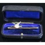 A 15ct Gold and Enamel Mallard Duck Brooch, 51mm, 3.9g, boxed