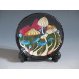 A Modern Moorcroft Mushroom Pattern Pin Dish, 12cm diam., boxed