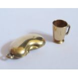 Two 9ct Gold Bracelet Charms _ lucky bean and mug, 1.6g