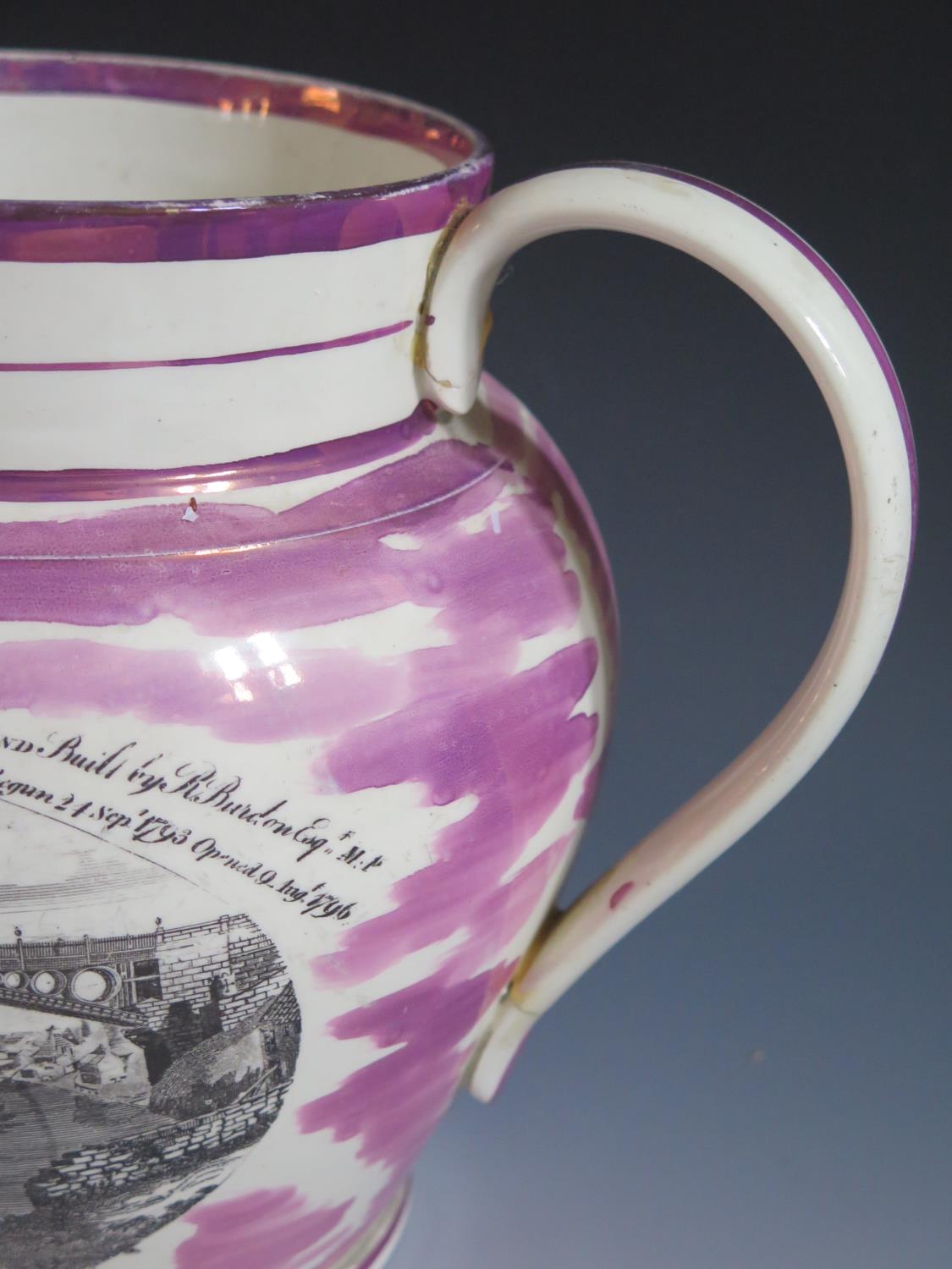 A Dixon Austin Co. Sunderland Lustre Jug _God Speed The Plough _ decorated in monochrome with - Image 4 of 6