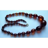 A Natural Amber Graduated Burnt Sienna Bead Necklace with inclusions, 55cm, 39.1g