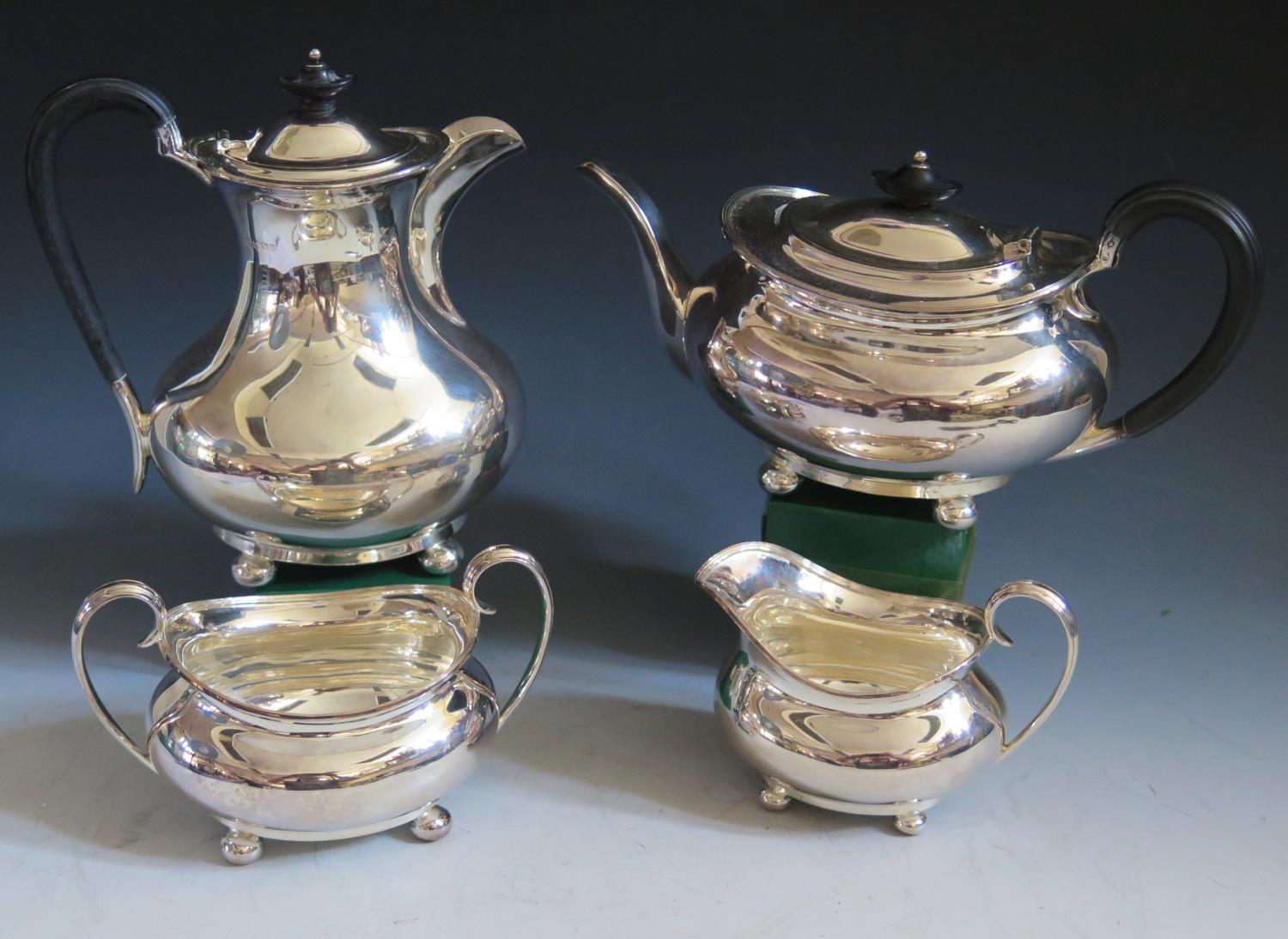 A George VI Silver Four Part Tea Set, Sheffield 1942, Atkin Brothers, 1778g